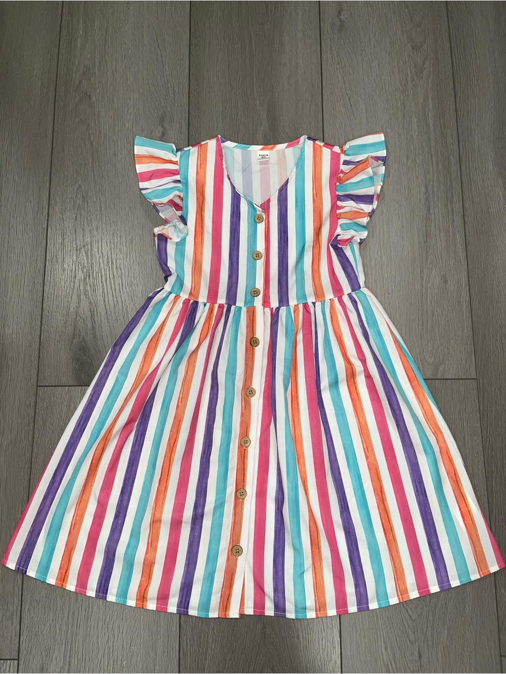 SHEIN Multi-Color Vertical Stripe Button Dress